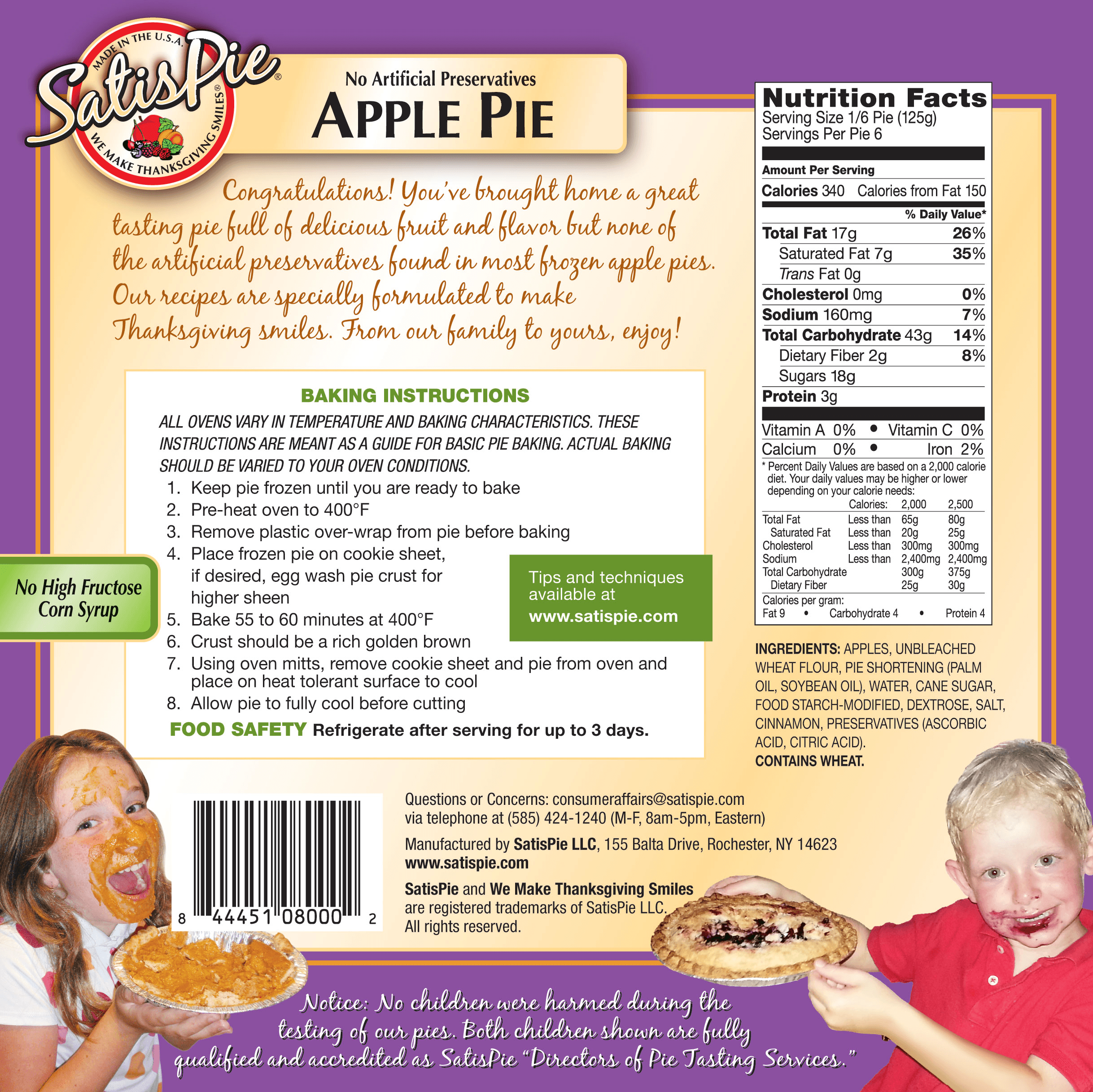 Apple Pie - Handcrafted artisan pie made with premium ingredients - Back view
